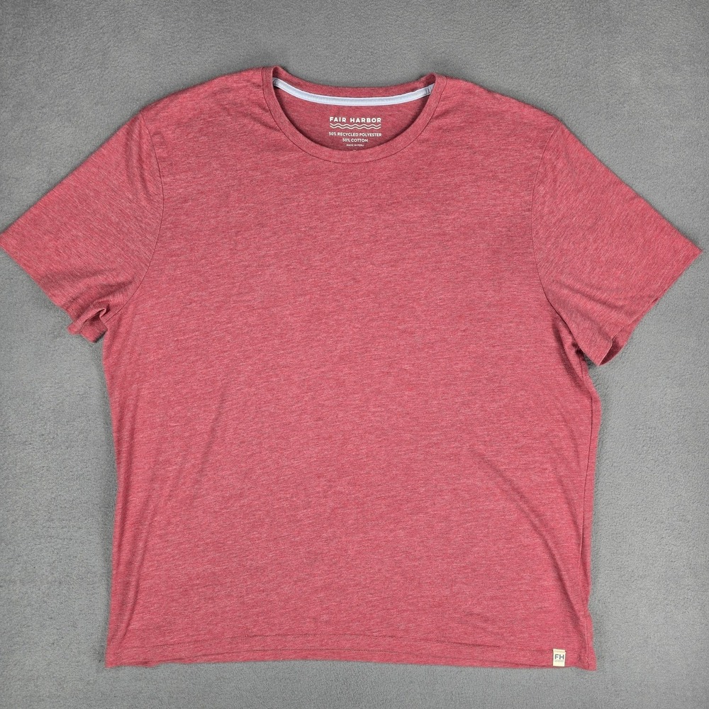 Fair Harbor Shirt Mens 2XL Red‎ Heather Crewneck Tagless Recycled Cotton Tee